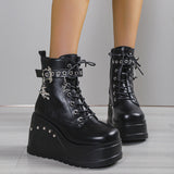 Thick Boots 2025 New Dark Gothic Rivet Slope And Short Boots Women's Size Martin