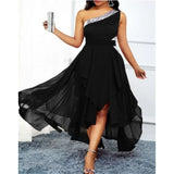 Lady One-shoulder Asymmetric Hem Fashion