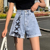 Women Fashionable Ribbons High Waist Abdomen Chic Student Summer Streetwear Harajuku All-match Stylish Daily Mujer