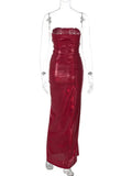 Red Sequin Wrapped Bodycon Mini Dress- Outfit