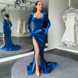 Women 2022 Spring New High Waist Split Floor-length Evening Party Dress with Gloves Sexy Long Maxi Prom Cocktail