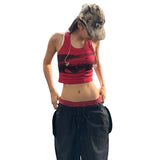 Women's 2025 Summer New Jennie With The Same Hottie Printed Vest High-Waisted Straight Casual