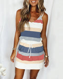 new women's drawstring color sling dress dress
