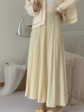 Zingj And Winter Loose Cover Meat Show Thin White Knit Skirt Female Pleated Skirt Lazy Casual Long Skirt Big Skirt-Outfit