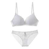 Sexy Lace 3/4 Cup Bra Sets For Women Wireless Thin Cotton Breathable Comfortable Underwear Solid color Lingerie