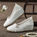 Zingj Heels Single Shoes Chinese Style Cheongsam Hanfu With Horse Face Dress Pure Color Plain Cloth Shoes Women's