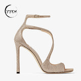 Burst Spring And Summer New Cross-Word Buckle Toe Fine Heel High Heels Jimmy Female