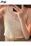 Women Floral Sweet Vintage Japanese Style Casual Fashion Summer Cozy Girlish All-match Lovely Street Wear Cropped Chic