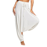 Women Fashion Trousers Harem Drop Crotch Baggy Wide Leg Hippy Boho Loose Lady Solid Plus Size Full Length yoga