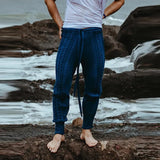 Lace-up Zipper Little feet Pants For Men Drawstring Mid Waist Pants 2021 Autumn Casual Men Slim Knitted Cropped
