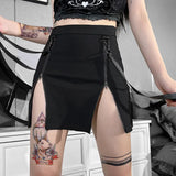Dark Wind Summer New Double Zipper Bag Hip Fork Goth Design Tight Half Skirt