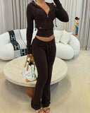 Zingj Hot Girl Bump Color Waist Stitching Micro La Knit Guard Pants Slim Fitness Pants Casual