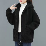 Winter Oversized Sweatshirt Women Solid Color Hoodie Top Female Casual Pocket Full Sleeve Pullover Hoodies
