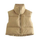 INS 9 Color Double Pocket Standing Collar Cotton Vest 2021 Autumn And Winter New Double Color Slim Cotton Jacket Vest Top-Outfit
