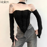 Fashion Casual Sexy Off Shoulder Halter T Shirt For Women Autumn New Streetwear Stretch Wild Basic Top Slim