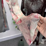 Sunscreen Not Sultry Hot Tie Dye Net Yarn Long-Sleeved T-Shirt Drawstring Tethered With Short-Sized T-Shirt Horn Sleeve Top