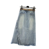 Zingj Autumn Dress New Show Thin Irregular A-Line Skirt Tall Waist Large Size Fat Mm Medium Long Denim Skirt Woman-Outfit