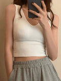 Rib V Neck Cropped Tank Top- Outfit