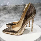 snake women 8cm 10cm 12cm heels high-heeled party pointed toe classic elegant daily wear pure color pumps YG048