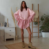 Retro Plush Horn Sleeve Sleeve Sleeve Shirt Single Buckle Embellishing White Brown Autumn And Winter Vintage Style