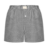 Summer New Ladies Leisurely Comfortable High-Waisted Broad-Legged Retro Lattice