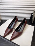 Autumn And Winter New Pointed High-Heeled High-Heeled Shoes Leopard Print Fashion Commuting Low-Heeled Kitten Heel Single