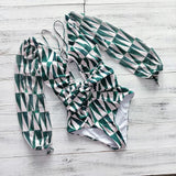 One Piece Swimsuit Female 2023 Long Sleeve Swimwear Women Plus Size Bathing Suit Print Bandage Summer Bathers