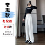 High Sense Suit Pants Female Spring And Summer High Waist Down Small Thin Black Straight Pants Narrow Version Wide Leg Pants-Outfit