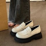 Zingj Retro Small Leather Shoes Female 2024 Spring Autumn New Thick Thick Heel Loafers French Jk Single Shoes- Outfit