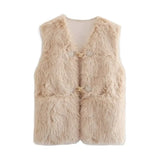 Women's Clothing 2025 New Fashion Faux Fur Warm Vest