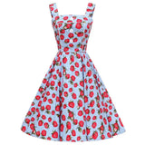 Summer Vintage Rockabilly Dress 50s 70s Big Swing Floral Polka Dot Print Audrey Hepburn Casual A Line Retro 60s