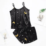Sexy Pajama Sets Cartoon Pattern Pajamas Strap Sleeveless Cami Set Sleepwear Female Summer Pijamas Night Wear Home