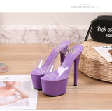2021 Summer Platform Sandals Women Sexy PVC Transparent Slim Ultra High Heels 17CM Shoes Women Sandale Female Pole Dancing