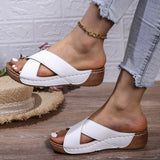 Zingj New Large Size Leather Bread With Thick Bottom Crocs Light Good Wear Sandals Women