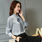 Womens Tops Blouses 2023 new Spring Plus Size Casual Chiffon Blouse V-Neck Solid Shirt Bow Lantern Sleeve fashion Blusas