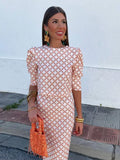 Women Fashion Printed Split Skirt Suits Chic O Neck Cropped Tops High Waist Slim Midi Skirt Spring New Lady Street Office