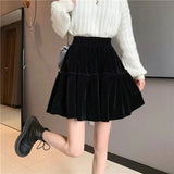 Black Velvet Mini Skirt- Outfit