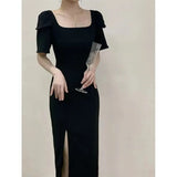 Summer Women Elegant Casual Midi Dresses Office Lady Female Fashion Outwear Robe Vestidos