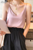 Silk Women Tops Camis Woman Satin Tank Top Fashion Lady V-Neck Camis Women Sleeveless White Tops Sexy Halter Top
