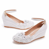 Cm Low Heel Pedicle Thin High Heel Women's Shoes Round Head Heel Single Shoes Bridal Shoes Pregnant Woman Wedding White