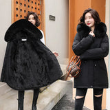 2022 New Cotton Thicken Warm Autumn Winter Jacket Coat Women Casual Long Parka Winter Clothes Fur Lining Hooded