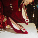 Shoes Xiu Dress Wedding Dress Two Wear 2025 Spring And Autumn New Chinese Wedding Bride Shoes Red High