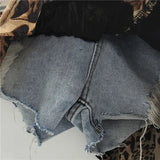 Denim Irregular Patchwork Ruffles Mini Skort- Outfit