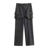 Women's New Lapel Long Sleeve Short Blazer Casual Pants
