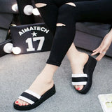 Slippers Summer Bohemia Beach Sandals Red Stripes Slippers Flip Flops For Women Platform Sandals Shoes High Heel