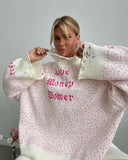 Letter Embroidery Personality Tattered Wool Woven Long-Sleeved Sweater Women's Autumn And Winter Letter