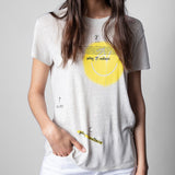 Symbols Print T-shirts Women Summer Linen Fashion Short Sleeves Tees Tops Streetwear Fashion O-neck Casual T-shirts