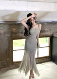 Elegant Straps Dress Women 2023 Summer New Fashion Evening Party Ladies Vestidos Vintage Sexy Slim Female Midi