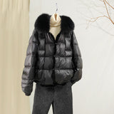 Chinese Style Fashion Retro Plate Buckle Mink Door Skirt Down Jacket Women's Short Style Warm Big Fur Collar Coat Tide-Outfit