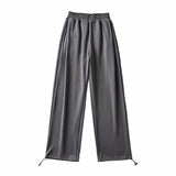 Zingj New Summer Thin Sports Trousers Women's Solid Color Loose Rope Harlan Trousers Feet High Waist Casual